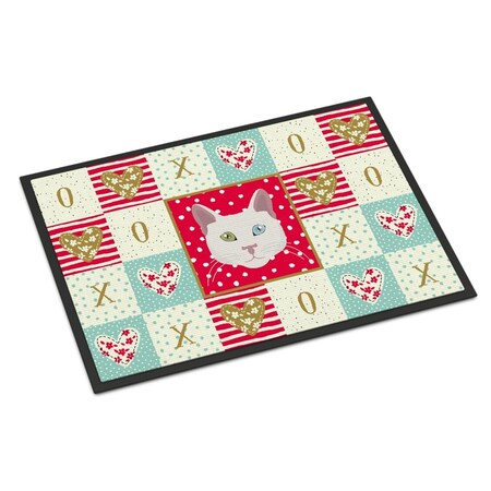 Carolines Treasures 18 x 27 in. Khao Manee Cat Love Indoor or Outdoor Mat CK5123MAT